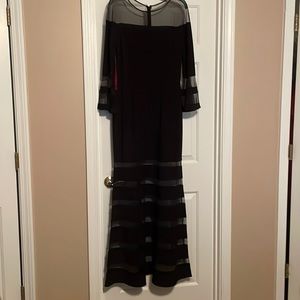 Long black dress, mesh designs